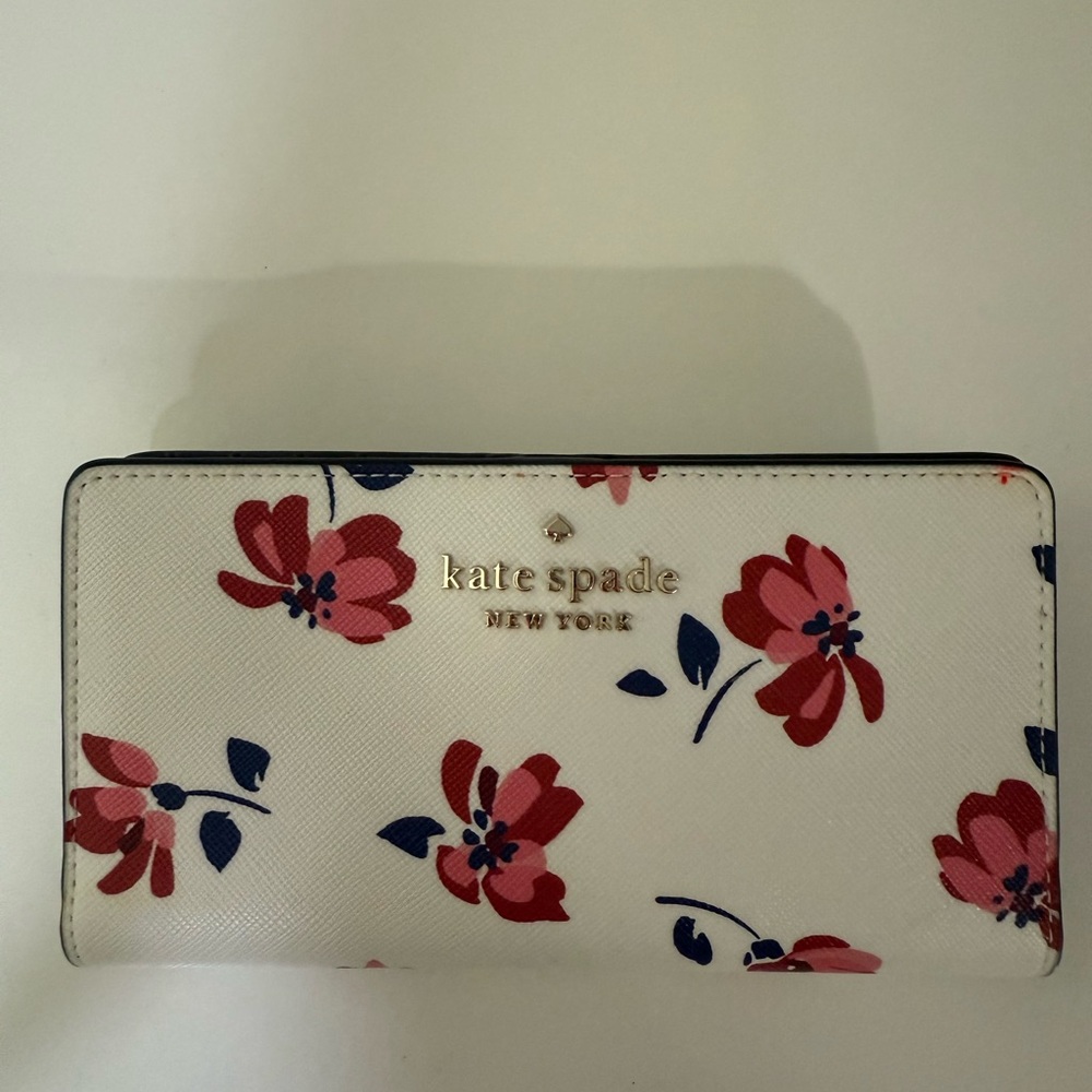 Kate Spade Pink and White Wallet with Floral Design